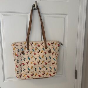 Sonoma Chic Cream Tote Bag with Colorful Pattern